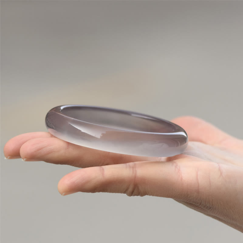 Gray Chalcedony Harmony Bangle Bracelet 52-63mm Size