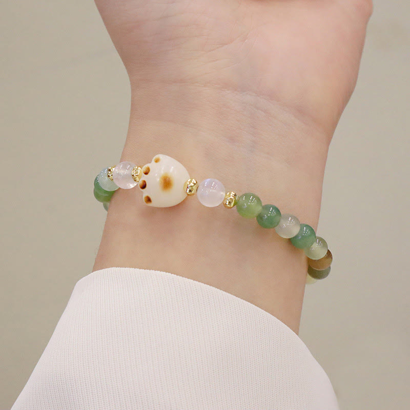 Green Agate and Sun Stone Support Bracelet