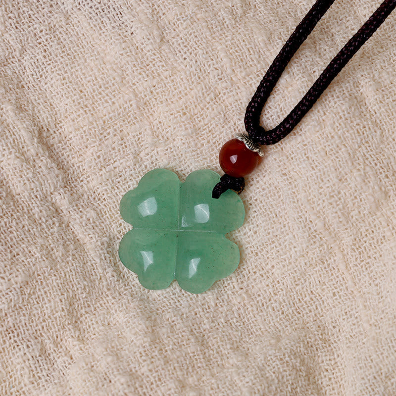 Green Aventurine Luck Necklace | Sterling Silver Clover Charm