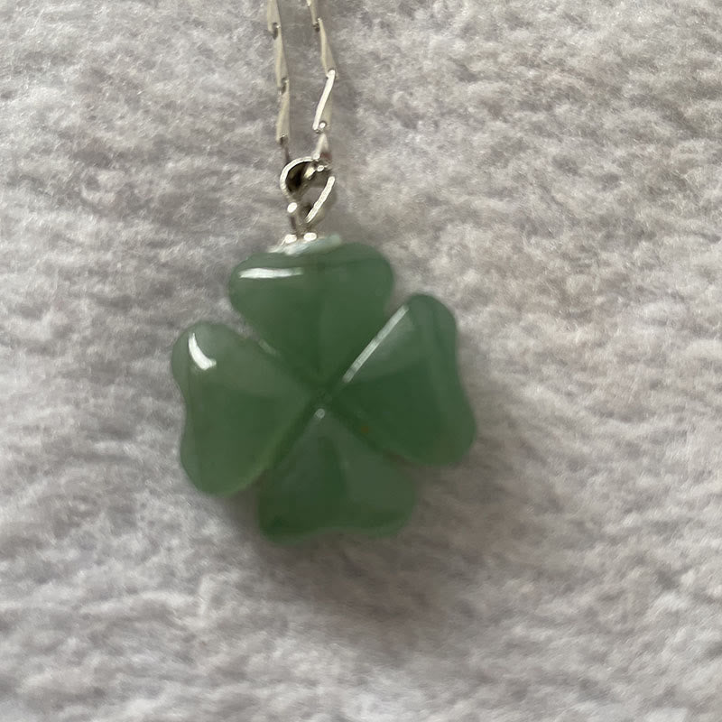 Green Aventurine Luck Necklace | Sterling Silver Clover Charm
