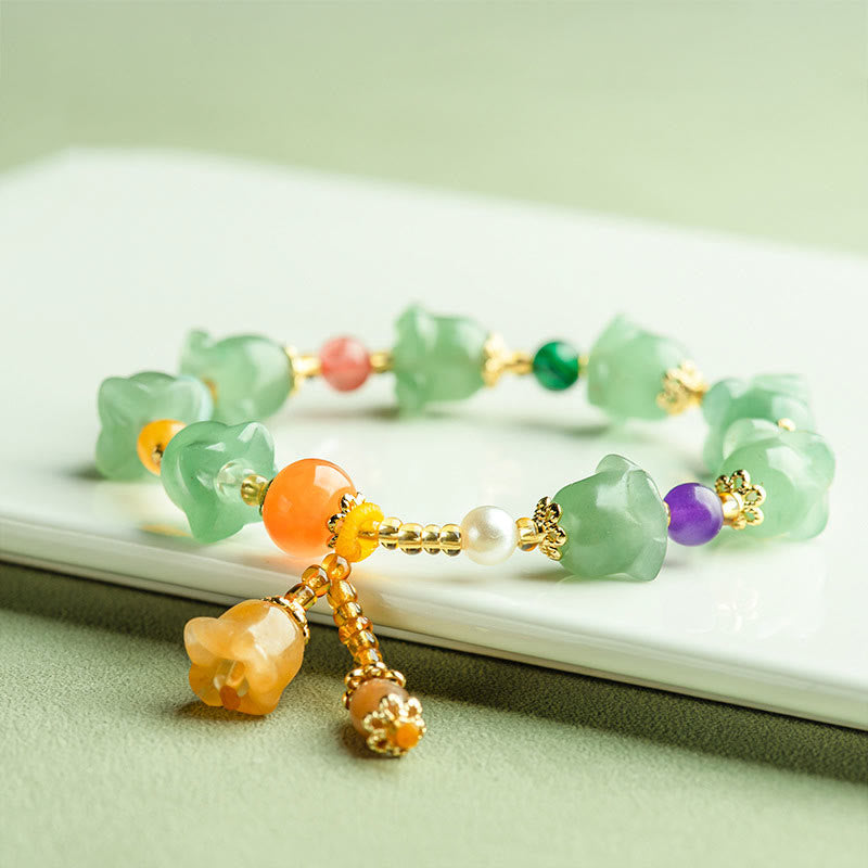 Green Aventurine Magnolia Flower Luck Bracelet