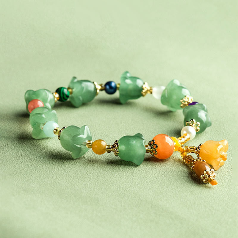Green Aventurine Magnolia Flower Luck Bracelet
