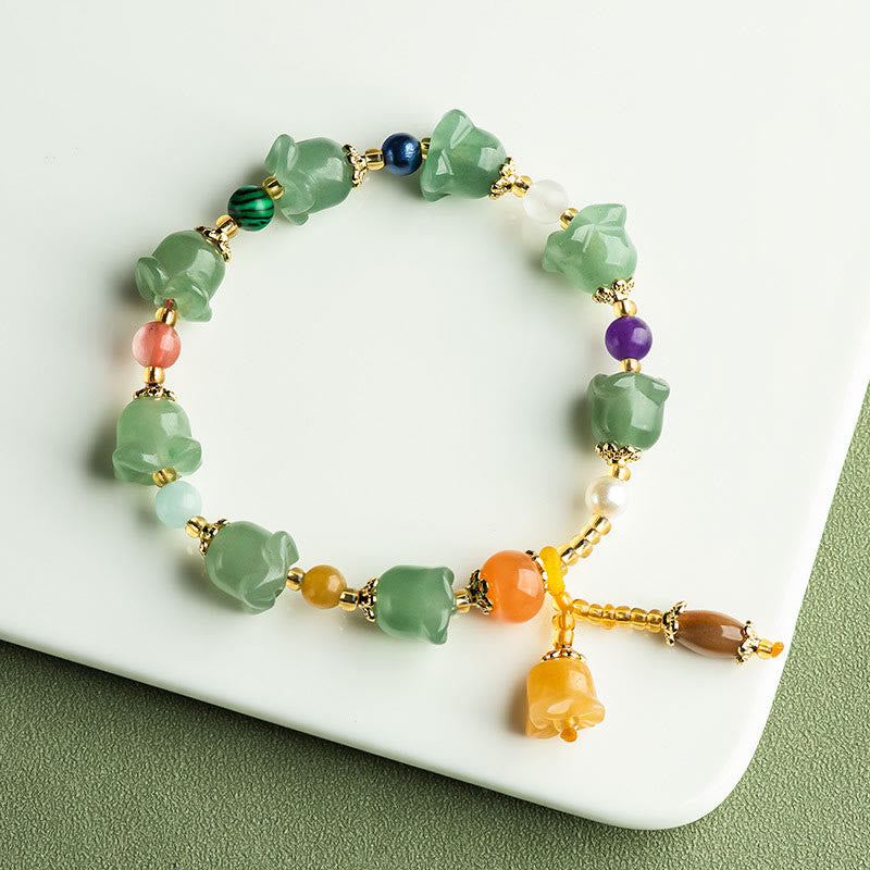 Green Aventurine Magnolia Flower Luck Bracelet