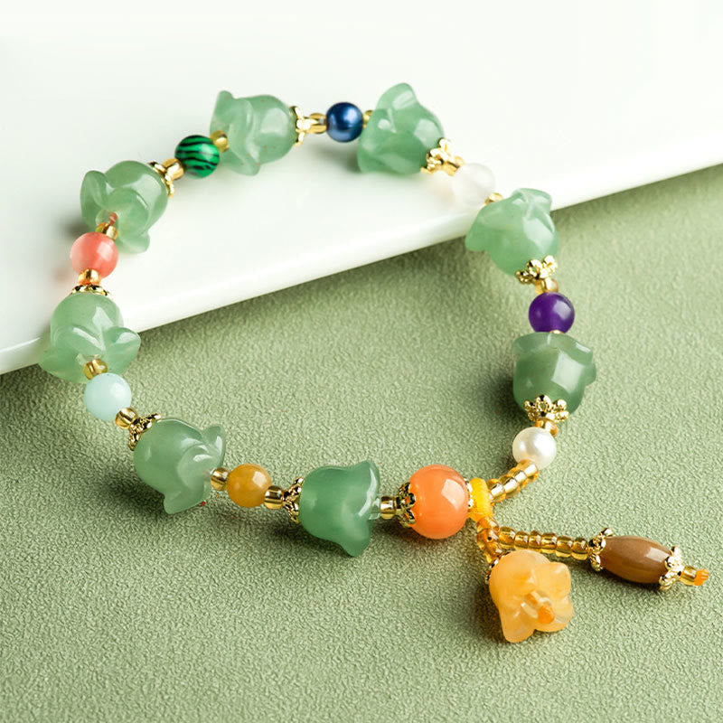 Green Aventurine Magnolia Flower Luck Bracelet