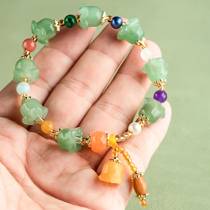 Green Aventurine Magnolia Flower Luck Bracelet