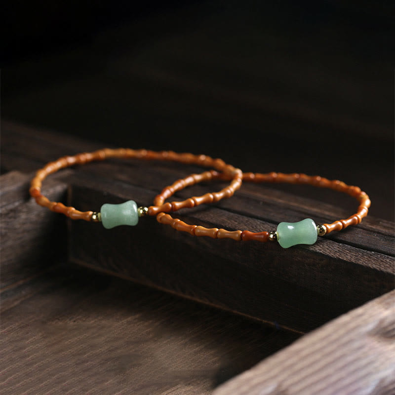 Green Aventurine & Olive Pit Luck Bracelet 14-16cm Wrist