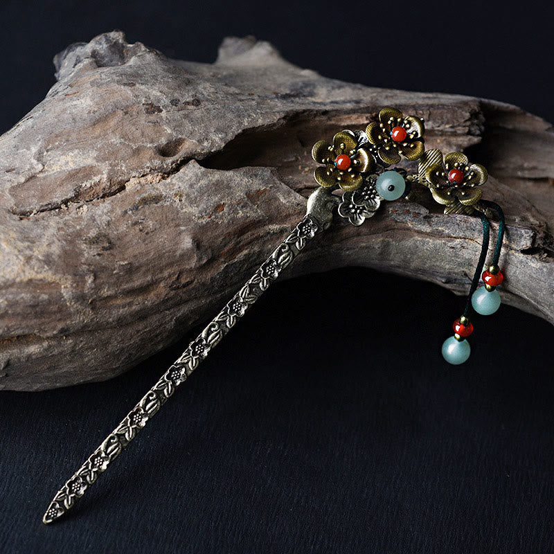 Green Aventurine and Red Agate Soothing Hairpin 16cm