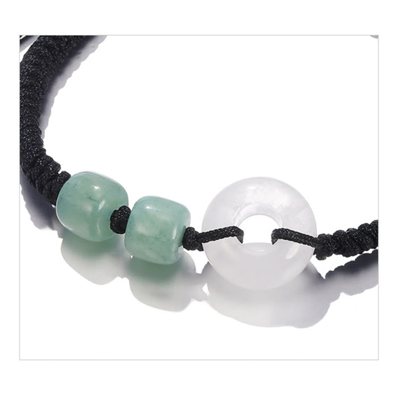 Green Aventurine White Jade Peace Buckle Couple Bracelet