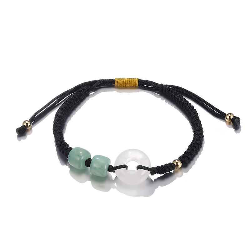 Green Aventurine White Jade Peace Buckle Couple Bracelet