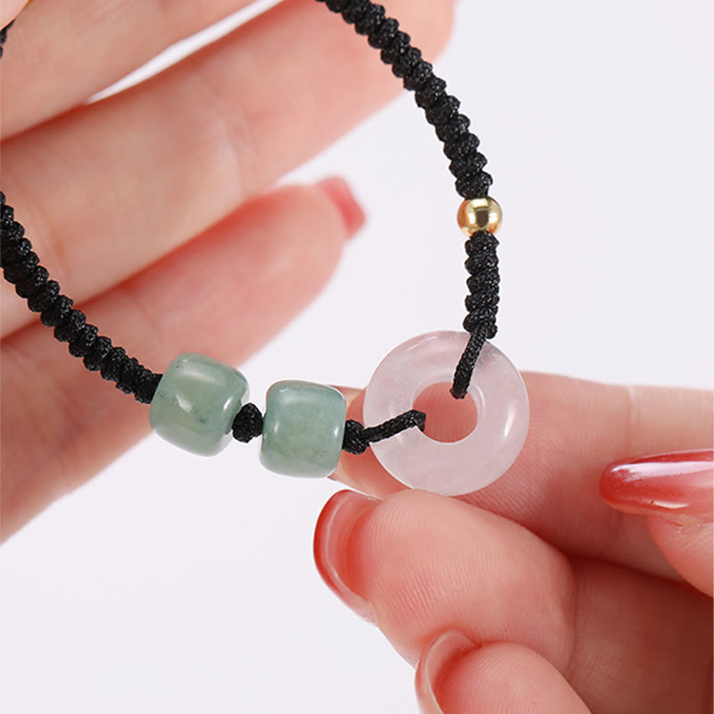 Green Aventurine White Jade Peace Buckle Couple Bracelet