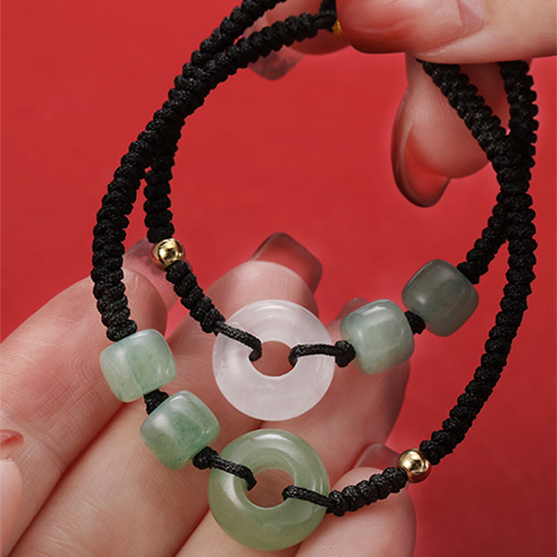 Green Aventurine White Jade Peace Buckle Couple Bracelet