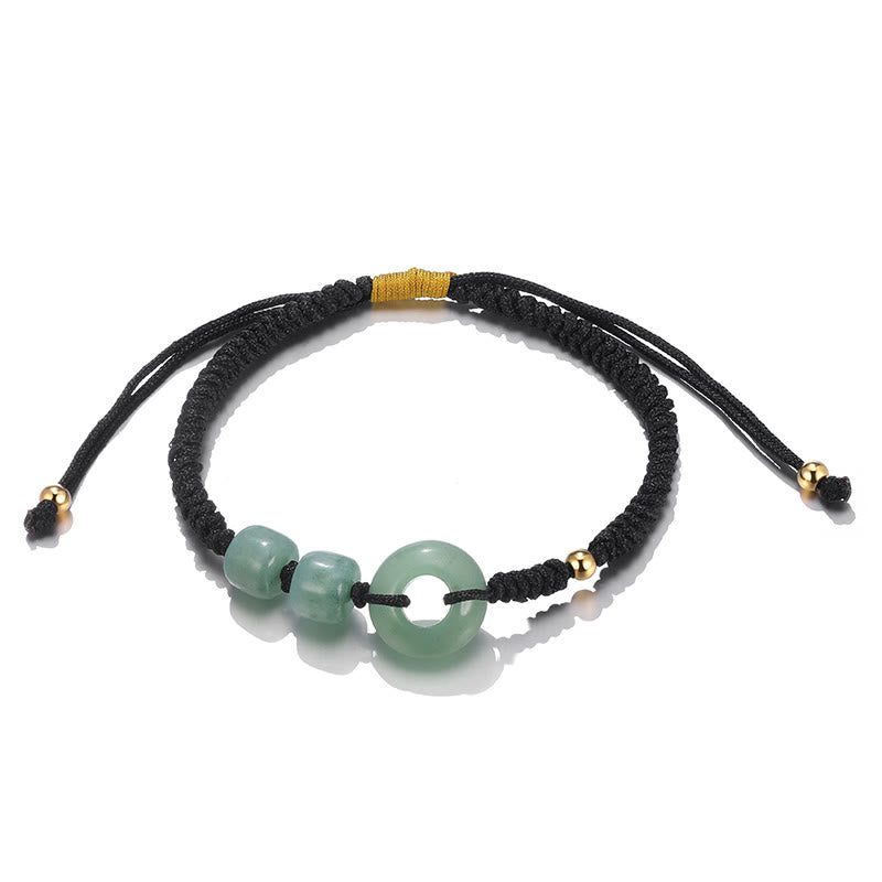 Green Aventurine White Jade Peace Buckle Couple Bracelet