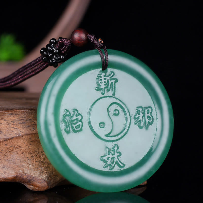 Green Aventurine Yin Yang Balance Necklace for Luck