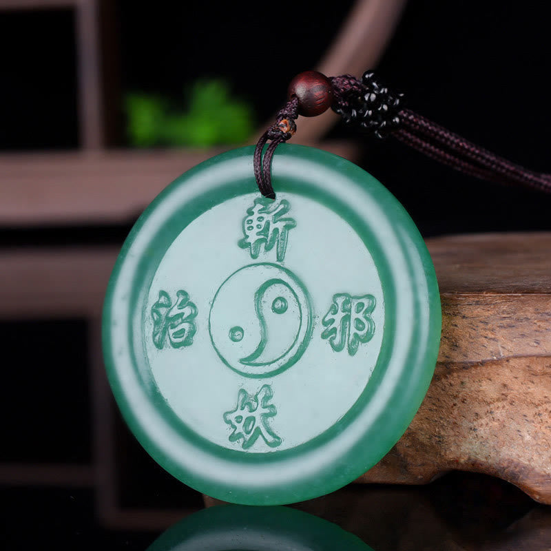 Green Aventurine Yin Yang Balance Necklace for Luck