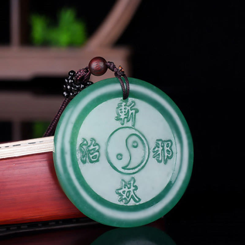 Green Aventurine Yin Yang Balance Necklace for Luck