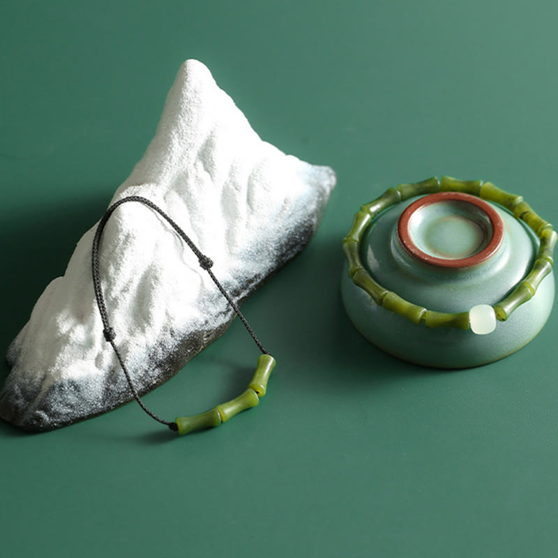 Green Bamboo Jade Luck Bracelet for Abundance & Growth