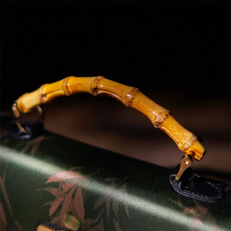 Green Bamboo Leaves Handbag with Metal Chain | Spiritual Accessory