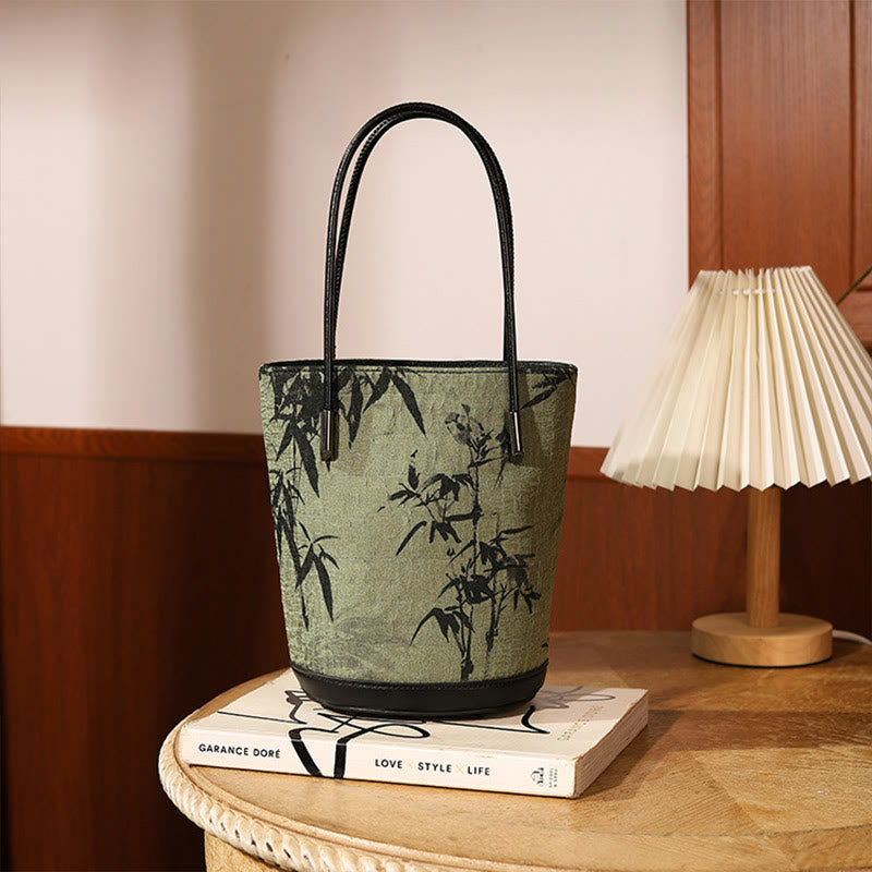 Green Bamboo Print Vintage Crossbody Bag - Spiritual Accessory