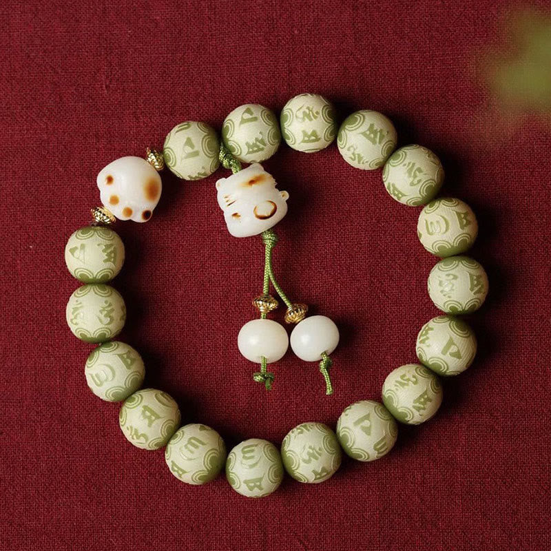 Green Bodhi Seed Om Mani Padme Hum Wisdom Bracelet