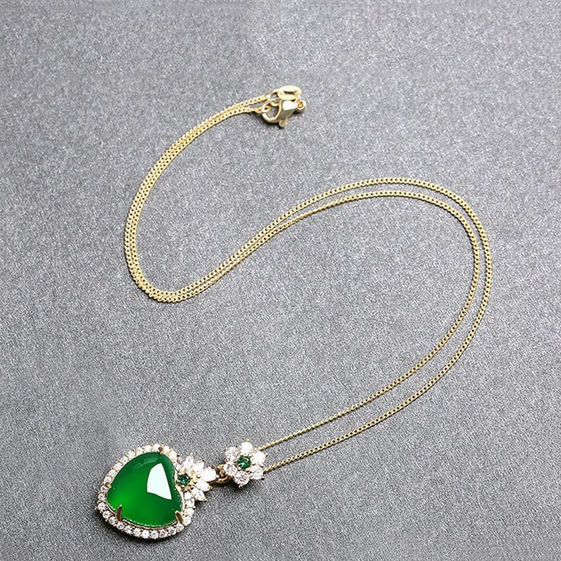 Green Chalcedony Heart Strength Necklace for Courage