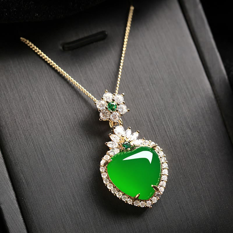 Green Chalcedony Heart Strength Necklace for Courage