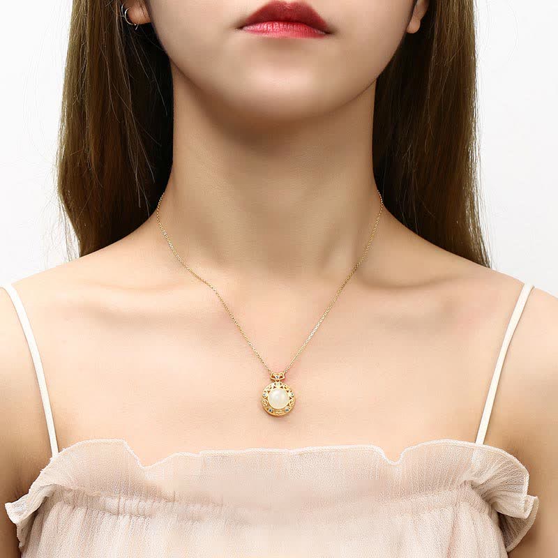 Green Chalcedony & Hetian White Jade Strength Necklace