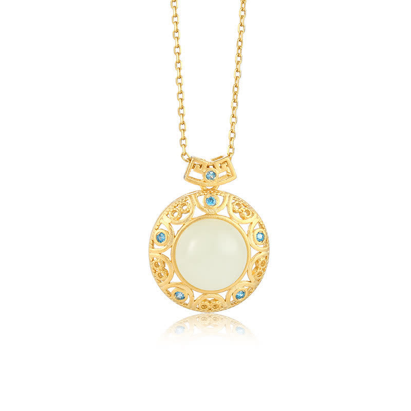 Green Chalcedony & Hetian White Jade Strength Necklace