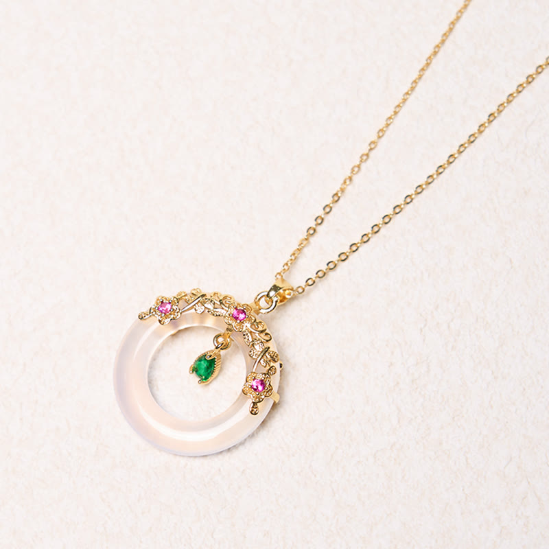 Green Chalcedony Peace Buckle Strength Necklace