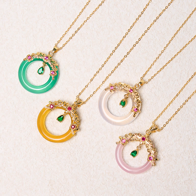 Green Chalcedony Peace Buckle Strength Necklace