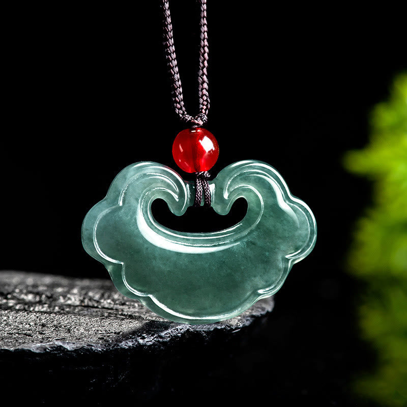 Green Jade Chinese Lock Charm Necklace | Protection & Luck