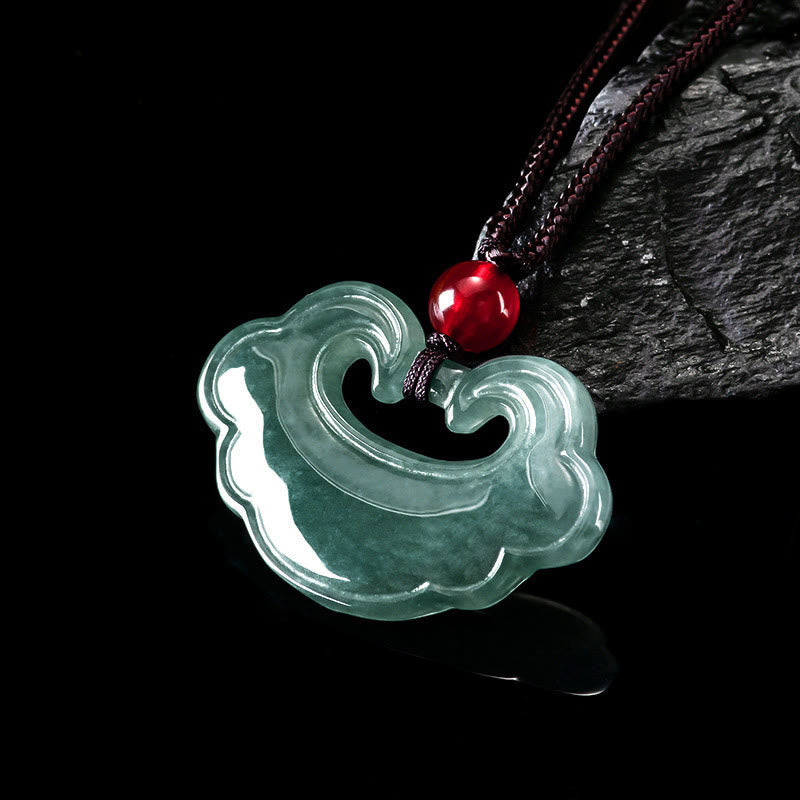 Green Jade Chinese Lock Charm Necklace | Protection & Luck