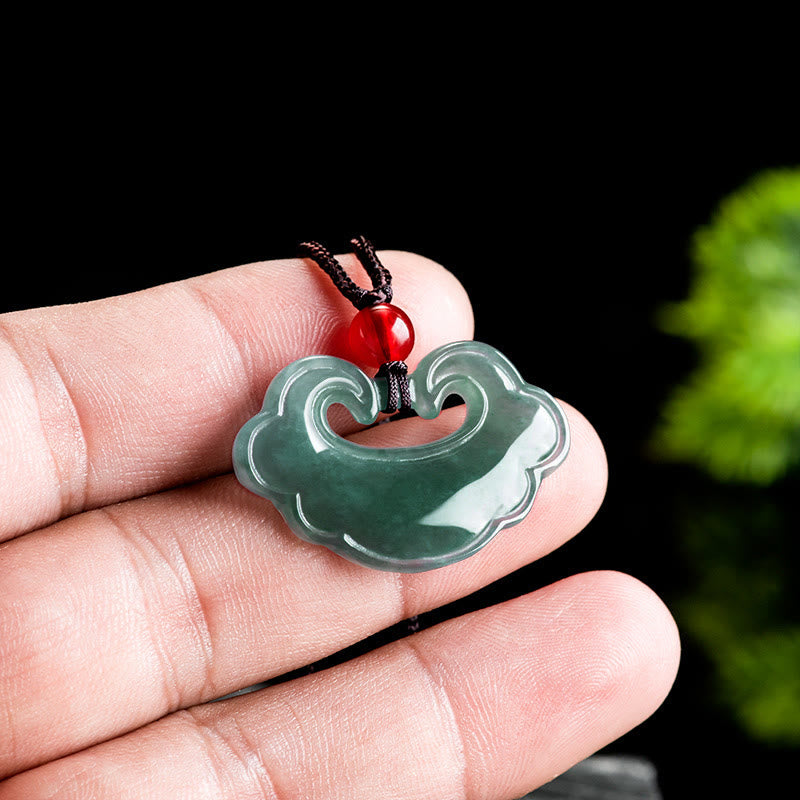 Green Jade Chinese Lock Charm Necklace | Protection & Luck