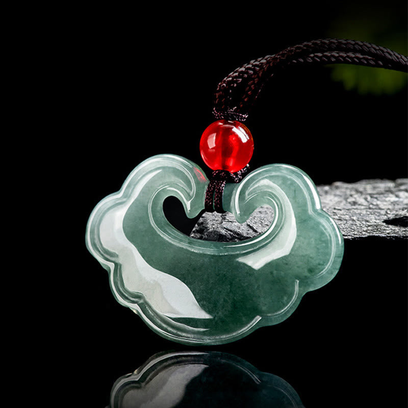 Green Jade Chinese Lock Charm Necklace | Protection & Luck