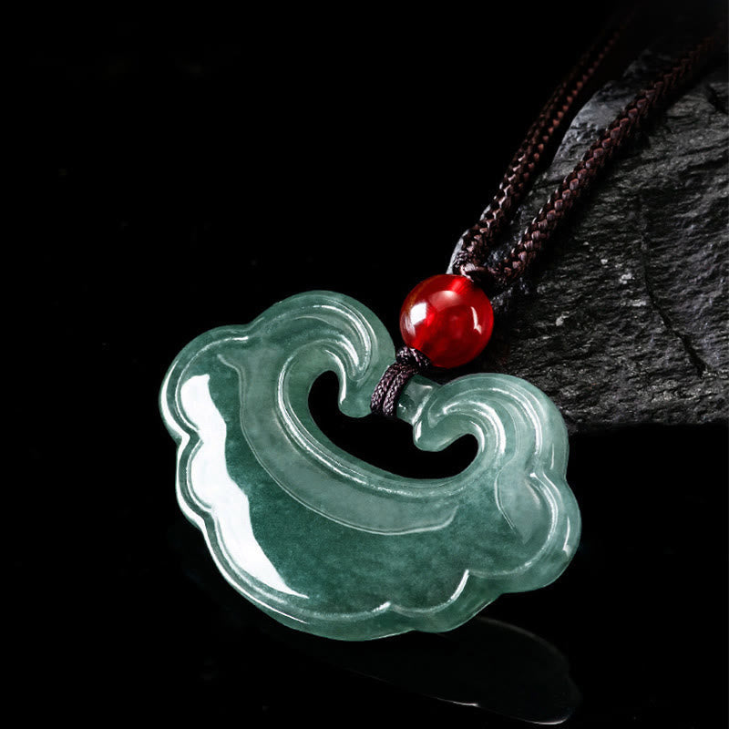 Green Jade Chinese Lock Charm Necklace | Protection & Luck