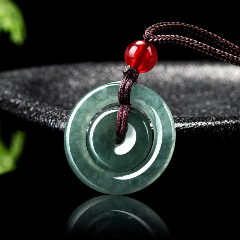 Green Jade Double Peace Buckle Necklace for Abundance