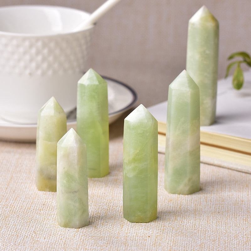 Green Jade Healing Tower for Chakra Balance