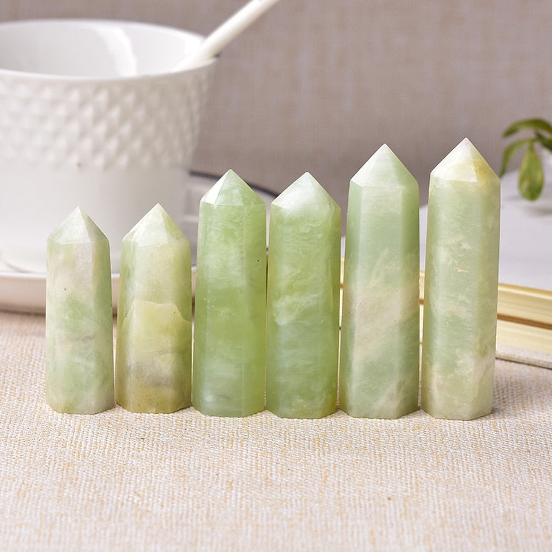 Green Jade Healing Tower for Chakra Balance