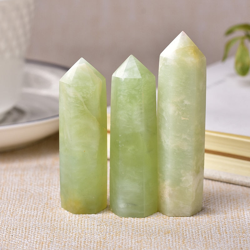 Green Jade Healing Tower for Chakra Balance