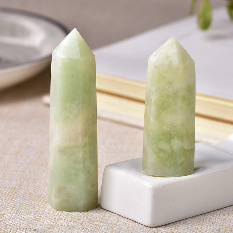 Green Jade Healing Tower for Chakra Balance