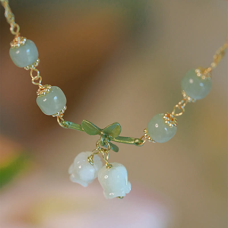 Green Jade Prosperity Bracelet | Lily of the Valley Chain