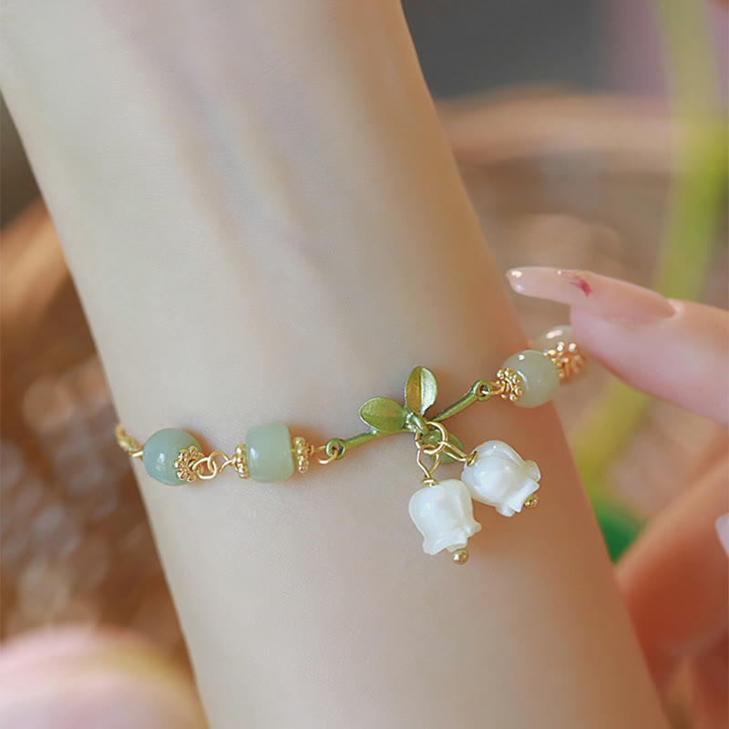 Green Jade Prosperity Bracelet | Lily of the Valley Chain