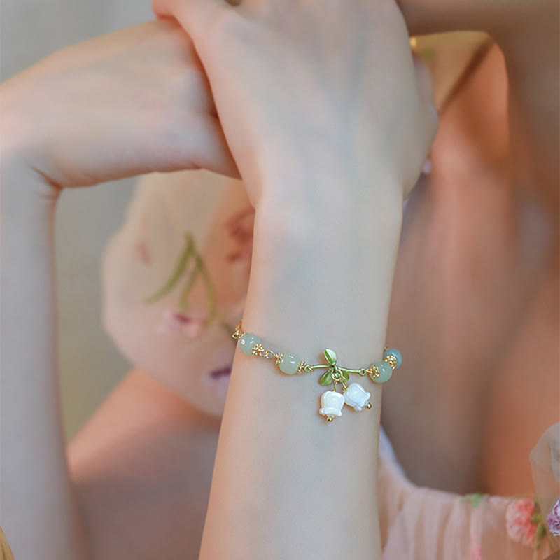 Green Jade Prosperity Bracelet | Lily of the Valley Chain