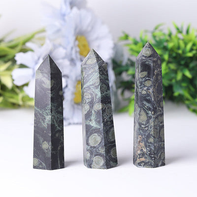 Green Kambaba Jasper Crystal Point 2.4-4.5 inch Healing Tower