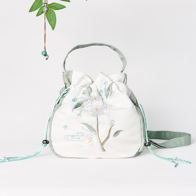 Green Pear Blossom Canvas Tote Bag 20cm Accessory