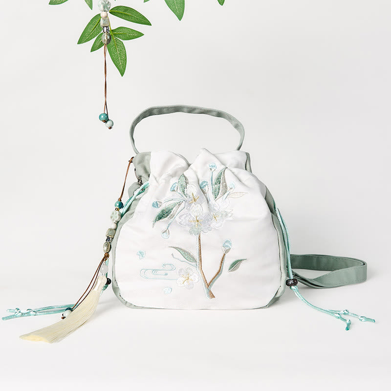 Green Pear Blossom Canvas Tote Bag 20cm Accessory