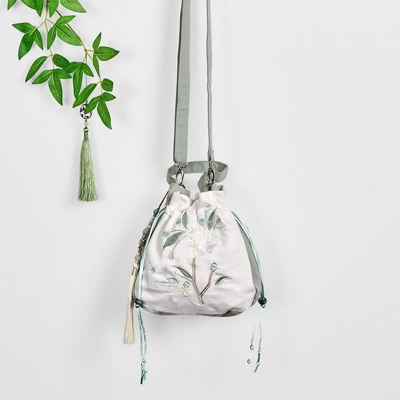 Green Pear Blossom Canvas Tote Bag 20cm Accessory