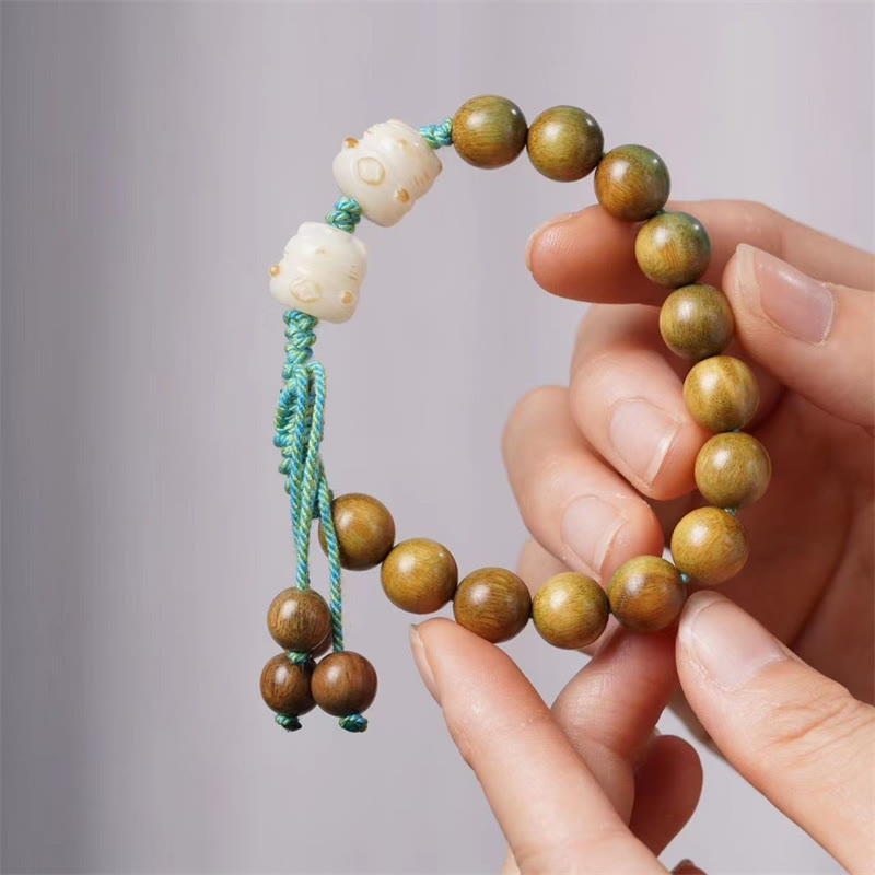 Green Sandalwood Bodhi Seed Spiritual Bracelet for Positivity