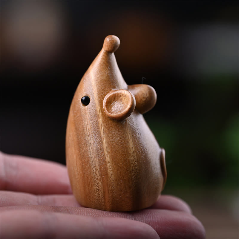 Green Sandalwood Cat and Mouse Figurines | Spiritual Animal Decor