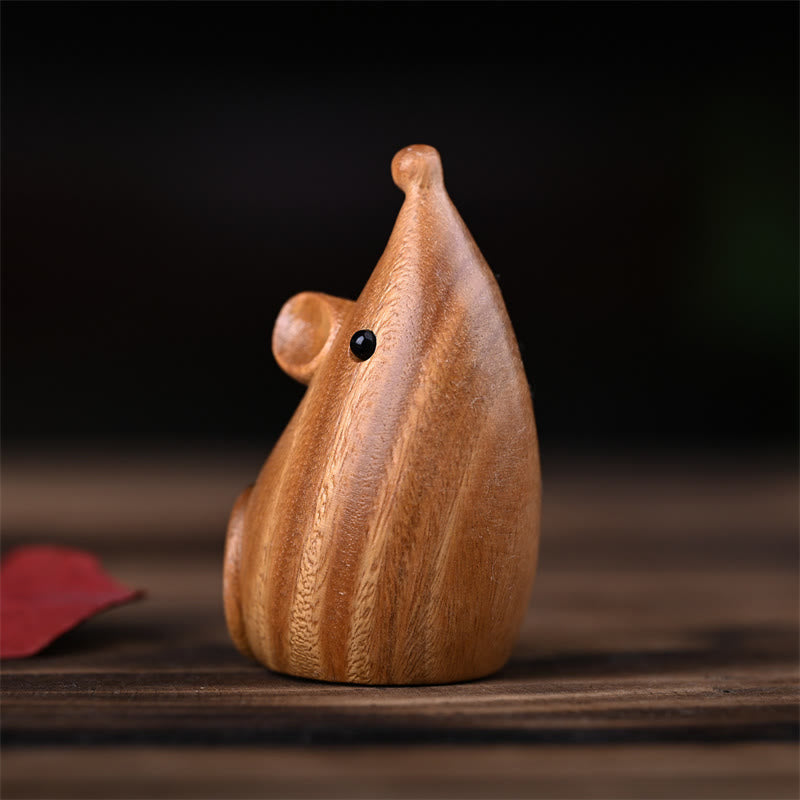 Green Sandalwood Cat and Mouse Figurines | Spiritual Animal Decor