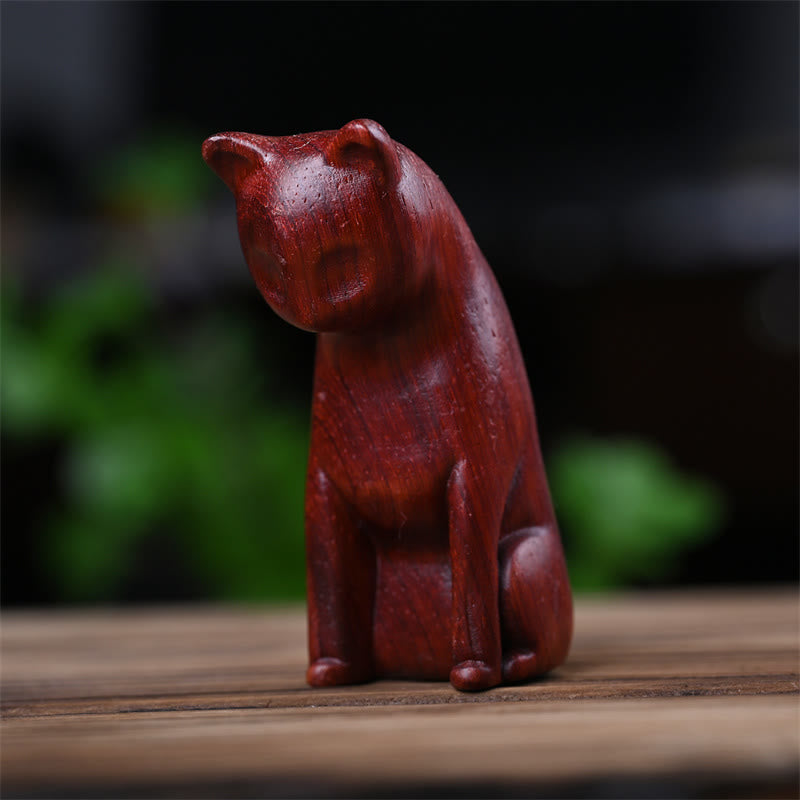 Green Sandalwood Cat and Mouse Figurines | Spiritual Animal Decor